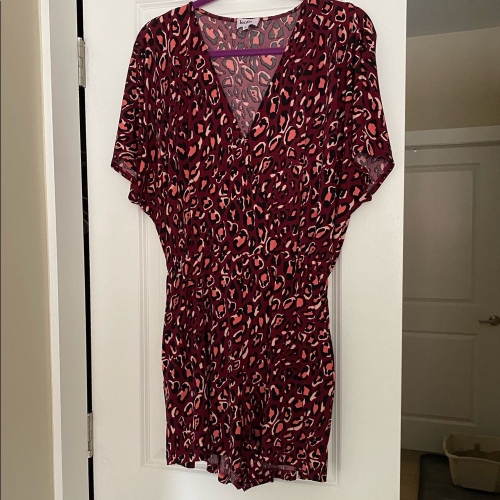 Red and pink cheetah romper